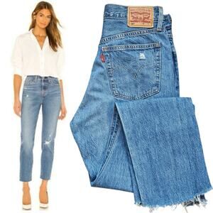 Levi's Vintage Distressed Wash 501 Jeans w/ Raw Hem Size 28